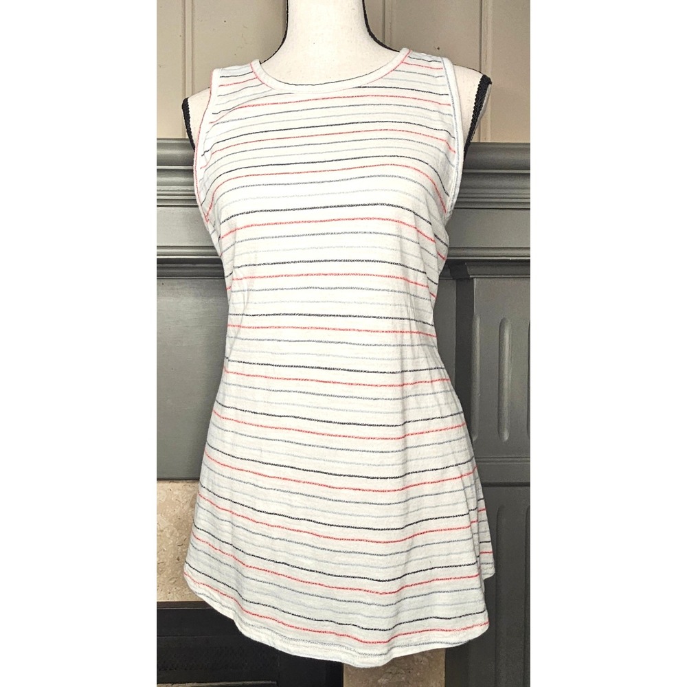 Eddie Bauer Loose Tank Top Striped Medium Red White Blue EUC